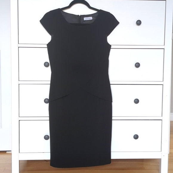 Sz 4 Calvin Klein Black Sheath Dress - Picture 1 of 8